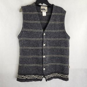 Unlimited Quest Clothing Wool Blend Sweater Vest Striped Size M Gray